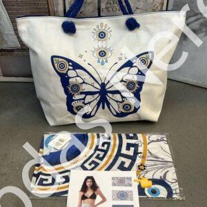 Conjunto bolsa y pareo .Mariposa