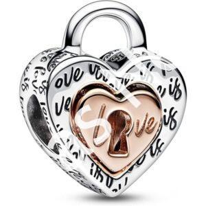 Charm Mujer Pandora TWO-TONE PADLOCK SPLITTABLE HEART